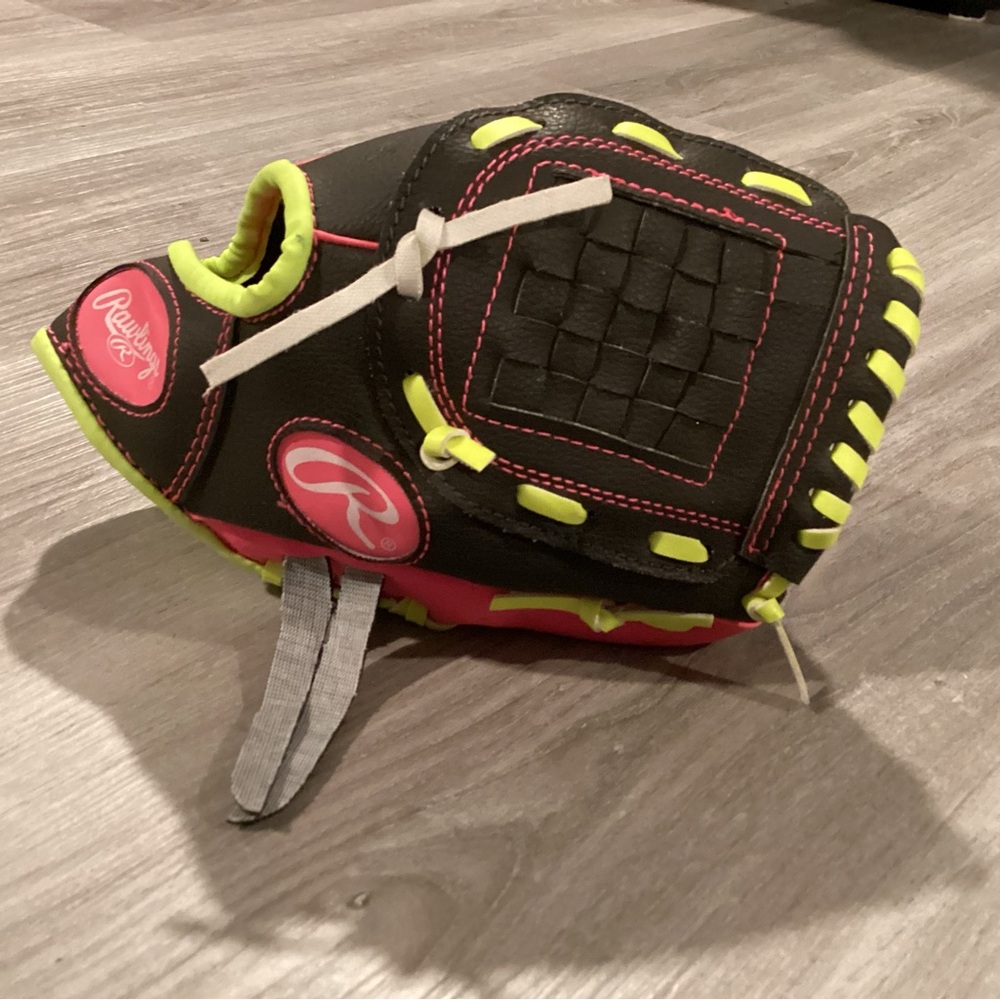 Rawlings Black Pink and Neon Yellow Baseball Glove